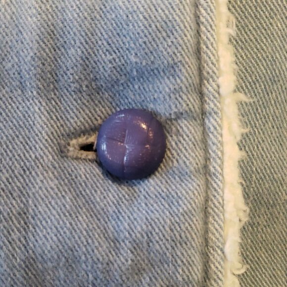 Vtg Sherpa Lined Vest Girls 14 Large Denim Embroidered 70s Hippie Sears Roebuck - Picture 6 of 8